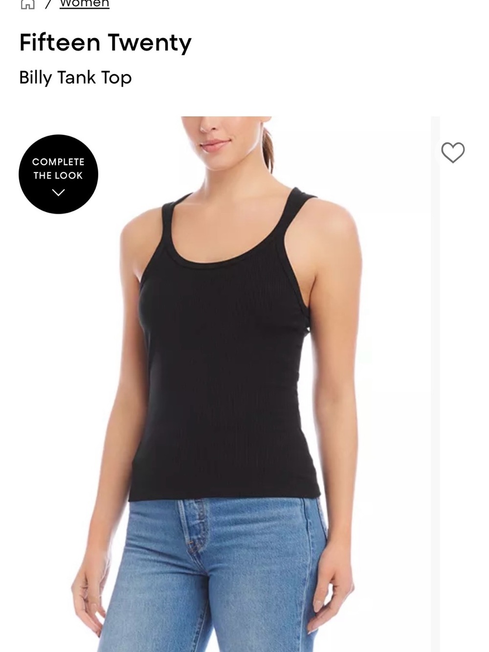 Fifteen Twenty Billy Ribbed Tank Top Black Size M